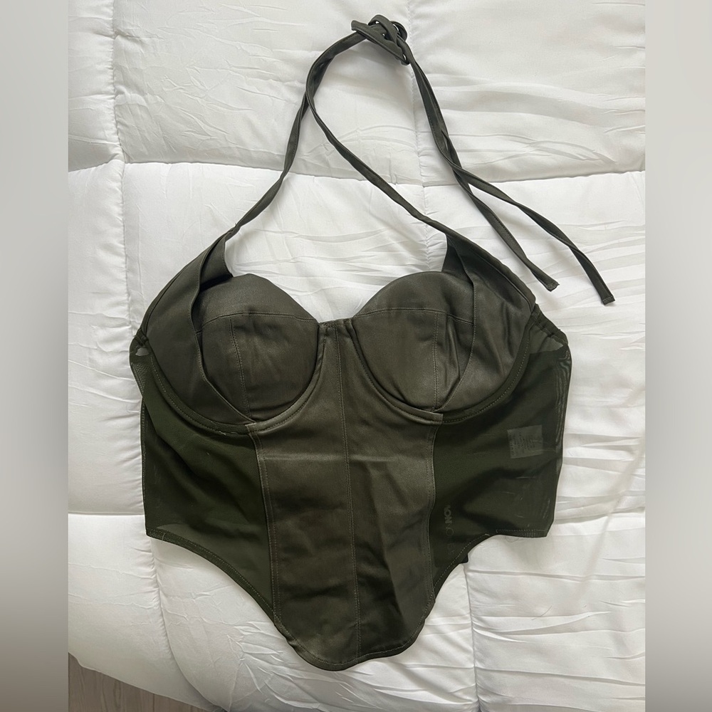 Fashion Nova Olive Green Crop Top